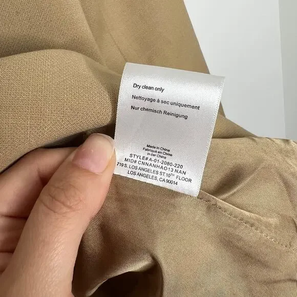 Anine Bing Ade Blazer Wool Blend Crossover Suiting Jacket Tan Beige Medium - Picture 10 of 14